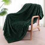 Exclusivo Mezcla Large Soft Fleece Throw Blanket, 127x178 CM Stylish Jacquard Throw Blanket for Couch, Cozy, Warm, Lightweight and Decorative Forest Green Blanket