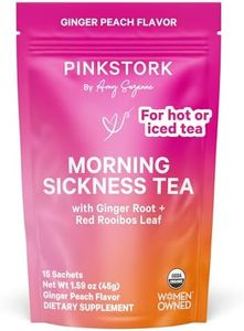 Pink Stork Morning Sickness Relief Tea: Organic Ginger Peach Pregnancy Tea - Pregnancy Must Haves - Prenatal Digestion & Constipation Relief, Women-Owned, 30 Cups