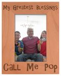 ThisWear Father's Day Gift Blessings Call Me Pop Natural Wood Engraved 4x6 Portrait Picture Frame Wood