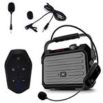 Wireless Portable PA System with Wireless Headset Lapel Microphone Transmitter, 30W 3600mah Voice Amplifier Rechargeable Loudspeaker Bluetooth Multi-Functional Speaker for Teachers, Instructors Etc