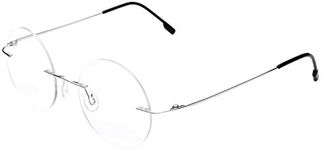 Fuisetaea Round Reading Glasses Titanium Alloy Lightweight Rimless Readers Eyeglasses +1.25