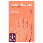 Cleanlogic Bath and Body Exfoliating Gloves, Reusable Body Exfoliator Gloves, Helps Remove Dry Skin to Keep Skin Smooth and Clean, Helps Boost Circulation and Lymphatic Drainage, 3 Pairs