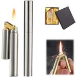 Lighter Metal Creative Cool Lighter Storm Lighter Jet Flame, gas free Cool lighter storm lighter jet Flame gas free,Kerosene lighter Men's Gift with Gift Box(Silver) candle lighter
