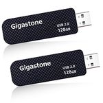 Gigastone V30 128GB USB2.0 Flash Drive 2-Pack, Capless Retractable Design Pen Drive, Carbon Fiber Style, Reliable Performance & Durable