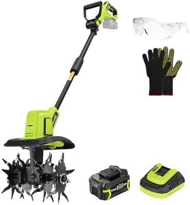 SnapFresh Cordless Tiller Cultivator, 20V Electric Garden Tiller with 4.0AH Battery and Fast Charger, 300 PRM Battery Powered Rototiller, 9" Width 6.6" Depth, 3 Speed Handheld Tiller with Steel Tines