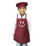 Switchon Polyester Waterproof Adjustable Kids Multi purpose Apron and chef cap School Apron - for 3 years to 6.5 years (Maroon)