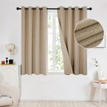 Deconovo Double-sided Faux Linen Curtains 100% Blackout Curtains Eyelet Solid Curtains, Thermal Insulated Curtains for Bedroom, Taupe, 46x54 Inch(Width x Length), 2 Panels