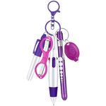 MotiMind 6 Pcs Nurse Pen Set Include Permanent Marker Pen Pen Lights for Nurses Retractable Ballpoint Pen Nursing Keychain Clip Foldable Scissors LED Flashlight Keychain for Nurse Accessories (Purple)