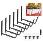 sourcing map Adjustable Window Planter Box Brackets Universal Window Box Holder, Iron Flower Box Wall Mounting Hooks for Balcony, Fences, Patio, and Garden (6 PCS)