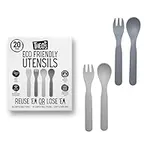 THEO'S 20 Pack Eco-Friendly Utensils for Baby & Toddler | 100% Biodegradable + Compostable 5.0"x1.2" Plant Based Spoons & Forks (10 each) | BPA Free, Dishwasher + Microwave Safe, Light & Dark Gray