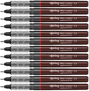 rOtring Tikky Graphic stylos feutres à dessin | 0,50 mm | encre noire | boîte de 12