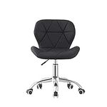 Jamiah Modern Desk Chairs Comfortable Study Chair Swivel Home Chair Height Adjustable PU Leather Desk Chair with Lift Chrome Legs for Home Bedrooms (Black)