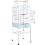 costoffs Metal Open Play Top Bird Cage w/Detachable Rolling Stand for Budgie/Cockatiel/Lovebirds/Canary