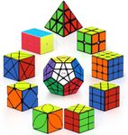 ROXENDA Speed Cube Set, 2X2 3X3 2X3 Skewb Axis Windmill Fisher Dodecahedron Pyramid Ivy Speed Cubes Smooth Fast Cube Puzzles Collection, 10 Pack