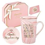 Sometimes You Forget You're Awesome Gift Mug Thank You Gifts for Women, Inspirational Thoughtful Farewell Gifts for Women,Best Friends,Colleagues, Birthday Graduation Gifts Box Set 14oz Pink