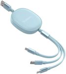 [Upgraded] VRORKV Retractable USB Multi Charging Cable 66W5A Fast Charging Cord 1.1M(3.6ft) USB to Type C/Micro/Phone 3-in-1 Fast Charging Cable for All in Market Smartphones and Tablets (Blue)