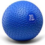 Yes4All Slam Ball with Triangle Textured Surface & Durable Rubber Shell – Available 10, 15, 20, 25, 30, 40lbs - Blue, 20 Lbs