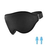 Yastouay Blackout Eye Mask, 3D Contoured Cup Blindfold Sleep Mask Black Skin-Friendly Eye Shade Cover Adjustable Strap Sleeping Eye Mask with Ear Plug for Travel Night Naps Plane Work Shift Women Men