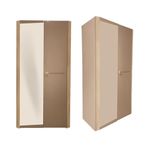 AAVATAR Metal Cupboard for Clothes with Locker | Almirah Fully Knock Down Structure with Mirror, Wooden Finish Shelves, Lockable Drawer, Locker with Mirror | Pack of 1 (2 Door Cupboard)