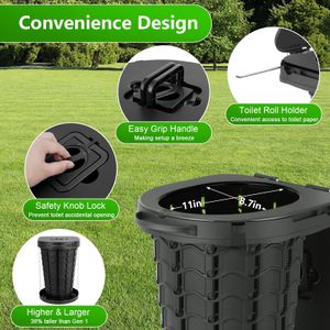 imodomio Large Portable Camping Toilet with Lid & Bag – 440lb Capacity