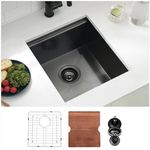 15 Inch Black Undermount Bar Sink, Swift Horse 15x17 Inch 16 Gauge Black Undermount Single Bowl Small Kitchen Bar Sinks