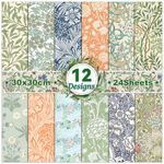 Vintage Floral Scrapbook Paper 12x12,24 Double-Sided Sheets: Decorative Patterned Paper for Junk Journals,Card Making,Scrapbooking Collage,Photo Album,Decoupage Paper Crafts,Origami & More