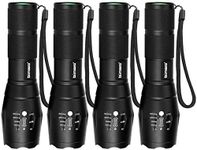 Binwo LED Tactical Flashlight, Super Bright 2000 Lumen XML T6 LED Flashlights Portable Outdoor Water Resistant Torch Light Zoomable Flashlight with 5 Light Modes for Indoor and Outdoor Use （4 Pack）