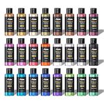 ABEIER Metallic Acrylic Paint, Set of 24 Metallic Colors in 2oz/60ml Bottle, Rich Pigments, Non Fading, Non Toxic Paints for Artist, Beginners, Painting on Rocks Crafts Canvas Wood, Fabric&Stone