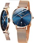 OLEVS Womens Watch Elegant Rose Gold Ultra Slim Thin Small Wrist Waterproof Quartz Analog Dress Date Calendar Luxury Ladies Wrist Watches for Women