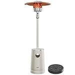 EAST OAK 50,000 BTU Patio Heater with Sand Box, Table Design, Double-Layer Stainless Steel Burner, Wheels, Triple Protection System, Outdoor Heater for Home and Residential, 2023 Upgrade, Light hazel