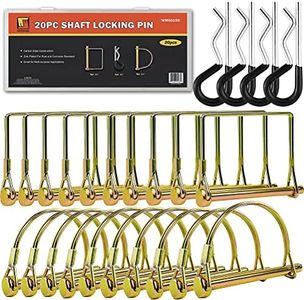 Wellmax 20 Pcs Shaft Locking Pin in 1/4 Diameter Zinc-Plated Heavy Duty Safety Pins, Bonus 4 Pcs Heavy Duty Trailer Hitch Pin for Trailer Lock and Hitch Pin Lock for Farm Lawn Garden Wagons (Gold)
