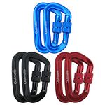 Outmate Hammock Carabiner Clip,12kN 7075 Aluminium Alloy Screwgate Carabiners,Heavy Duty Clips 2645 lbs/1200kg,Perfect Gear for Hammocks Camping Hiking Keyring Etc(Screw gate,2 Black+2 Blue+2 Red)