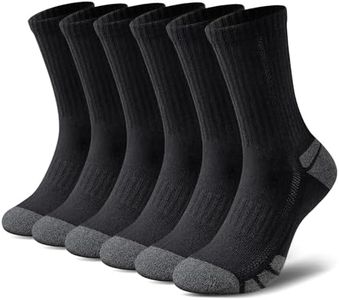 Cirorld Cotton Crew Socks Cushion Athletic Socks Breathable Moisture Control Running Socks Performance Sports for Men Women 6 Pairs 8-10 Black