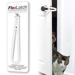 FlexLatch Cat Door Holder Latch - Bright White The Dog Proof Litter Box. No More Pet Gates or Cutting Cat Doors. The Easy Way to Keep Dog and Babies Out of Litter Box and Cat Food.