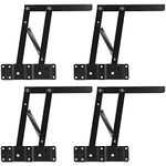 ZEONHAK 4 PCS 2 Pairs 9.5 Inches Lift Up Top Hinge Spring Folding Stand Rack Bracket Tea Coffee Table Hinge Mechanism Furniture Hardware Lifting Rack Shelf, Black