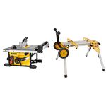 DEWALT 8-1/4 in. Compact Jobsite Table Saw (DWE7485) and DEWALT Table Saw Stand, Mobile/Rolling (DW7440RS)