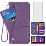 Asuwish LG Stylo 5 Wallet Case,Luxury Leather Phone Cases with Credit Card Holder Slot Stand Kickstand Book Rugged Flip Folio Protective Cover for LG Stylo 5 Stylo5 Women Men Girls Purple