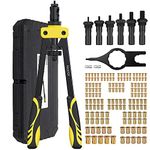 Proster Rivet Nut Gun 14" Rivet Nut Tool with 150Pcs M3 M4 M5 M6 M8 M10 Rivet Nuts 6Pcs Metric Mandrels Heavy Duty Hand RIV Nut Gun Thread Setter Kit Yellow