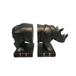 Comfy Hour 7" Length 6" Height Brown Copper Set 2 Rhino Bookends Art Bookend, 1 Pair, Antique Style, Heavy Weight, Bronze, Copper