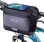 WOTOW Bike Front Handlebar Bag, Reflective Bicycle Handlebar Basket Bags Water-Resistant Storage Pannier for Bike Touchable Transparent Phone Holder Pouch for Men Women Road