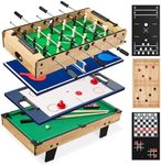 Best Choice Products 11-in-1 Kids Combo Game Table Set w/Ping Pong, Foosball, Air Hockey, Shuffleboard, Bowling, 5 Accessory Bags - Light Wood