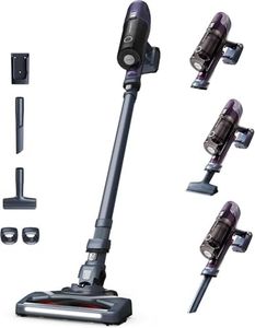 Rowenta X-Pert 6.60 Essential Akkustaubsauger, 100 W Leistung, 45 Min Laufzeit, kabellos & beutellos, LED-Bürstenkopf, herausnehmbarer Akku, inkl. Fugendüse und Wandhalterung, violett/schwarz, RH6838