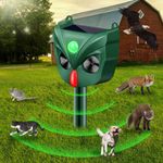 Ultrasonic Cat Repeller, Garden Cat Repellent Cat Deterrents Ultrasonic Fox Repellant with PIR Motion Sensor and Flashing Light Ultrasonic Solar Animal Repellent for Garden Yard Squirrels Cats Rats