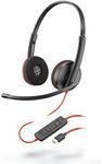 Plantronics - Blackwire 3220 USB-C Wired Headset - Dual Ear (Stereo) with Boom Mic - Connect to PC/Mac via USB-C - Works with Teams, Zoom, Black, Standard