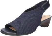 Bella Vita Women's Marin Wedge Sandal, Navy Knit, Numeric_12 Wide