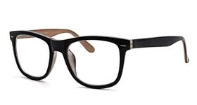 Eyekepper Women Men Reading Glasses Square Large Lenses Spring-Hinges Readers - Black-Brown +0.75