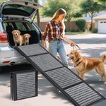 Extra Long Dog Car Ramp, Folding Dog Ramp with Anti-Slip Surface, Pet Stairs Ramp for Large Dogs to Get Into a Car, SUV, Truck & Outdoor Steps (71" L × 20" W)