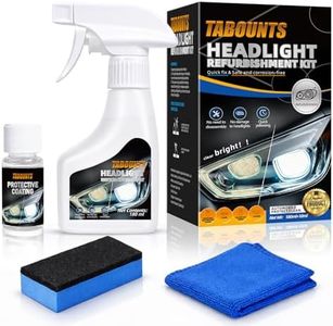 TABOUNTS Headlight Restoration Kit -Yellowed Oxidized Foggy Headlight Repair Spray-On No Sanding Restoration Kit Headlight Cleaner & Restorer with Protective Coating for All Vehicles