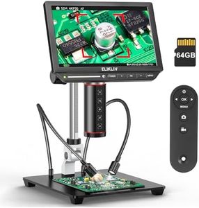 Elikliv Autofocus 4K Digital Microscope EM4K-AF, 8" Coin Microscope, 52MP HDMI Microscope, Soldering Microscope for Electronic Repair, LCD Microscope for Adults, UHD Video Microsocpe, 10" Stand, 64G