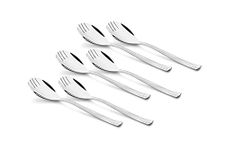 SHAPES Alpine 2-in-1 Set Premium Silver Steel Spoon|Spoon Cum Fork Set of 6 | Durable, Rust-Resistant, Perfect for Everyday Use and Special Occasions | Dinner Spoon Cum Fork